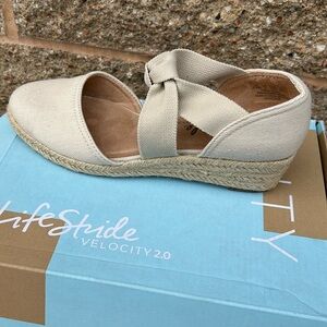 LifeStride Kascade Beige Espadrille Wedge Sandals Velocity 2.0 Women 8.5M